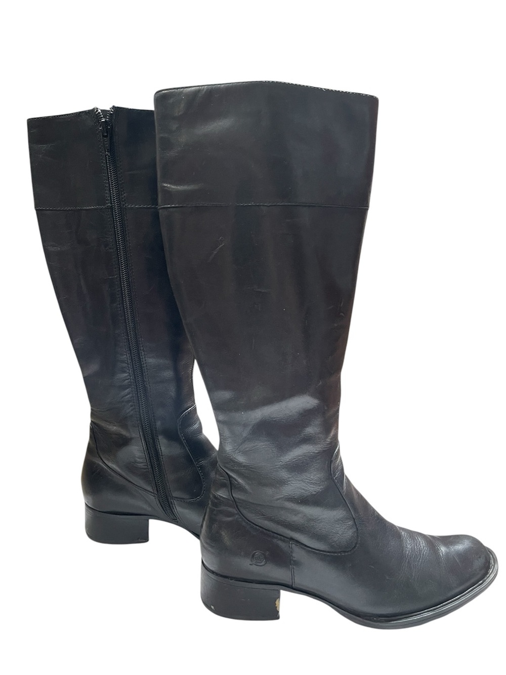 Born Black Leather Knee Boots 6.5 Side Zip Comfort - Picture 4 of 12
